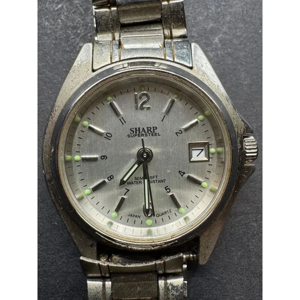Sharp Supersteel Watch 352620 Stainless Steel Silver Dial 5ATM Water Resistant